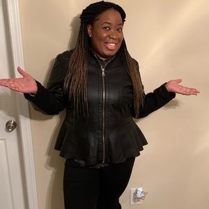 Ashley Stewart pelum leather jacket